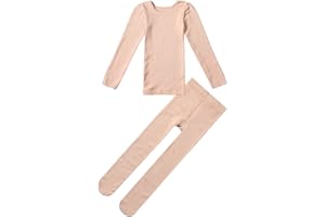 Hedmy Girls Kids Thermal Underwear Base Layer Set Soft Ultra Top Tights Outfits for Ballet Dance Fitness