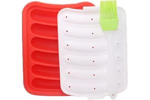YuCool Silikonform mit 6 Mulden, für Wurst, Hot Dogs, handgefertigt, für Eiswürfelform, Brot, Süßigkeiten, Gelee, Schokolade und Kuchen, Rot