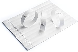 IBOO Tyvek - Set di 500 braccialetti di carta per il controllo e la sicurezza, per eventi, feste, festival e viaggi, braccialetti d'ingresso (bianco)