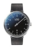 Botta-Design UNO+ Automatik Armbanduhr - Einzeigeruhr, Edelstahl, Lederband (44 mm, Carbon)