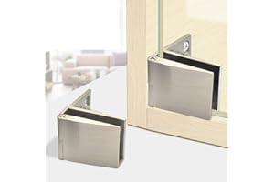WANLIAN 1 coppia/cerniera per porta in vetro senza telaio vetrina per vetrina, cerniera per porta laterale in vetro incorporata, nichel spazzolato