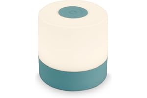 Briloner - Mini Lámpara de Mesa LED Inalámbrica, Lampara de Mesa Recargable, Lampara para Mesita, USB-C, Luz Blanca Cálida, 7x7 cm, Lampara LED Recargable, Lamparas Tactiles sin Cable, Color Azul