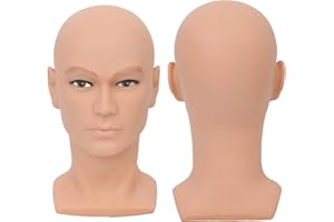 SK-QACD Cabeza de maniquí femenina calva profesional para entrenamiento de cosmetología, cabeza de maniquí calva para hacer pelucas y soporte de exhibición con abrazadera de mesa gratis (GT-C)