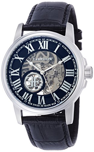 Thomas Earnshaw Beagle Men's Automatic Watch with Black Dial Analogue Display with Black Leather Strap ES-0028-01