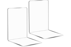 POWGLASS Buchstützen Set | Buchstütze aus Acryl | 2 Transparenten Bücherstütze | Geeignet für Schule Zuhause Büro Bibliothek Schlafzimmer | Transparente Dekoration | Schreibtisch Veranstalter (2 Pack)