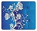 Produktbild Flower Mouse Pad, Swirled Flower Branches Over Violet Blue Classic Petals Background Pastel Beauty Artwork, Standard Size Rectangle Non-Slip Rubber Mousepad, White