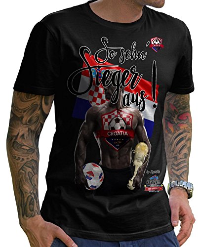 Stylotex Herren T-Shirt Basic So sehn Sieger aus Guy Croatia Hrvatska Kroatien, Farbe:schwarz;Größe:XXXL