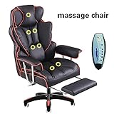 HomeArts Racing Président Gaming Chaise Ergonomique Patron De Épaississement Fauteuil Inclinable De Massage Siège Confortable avec Repose-Pied Lifted Chaise De Bureau Pivotant Black
