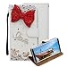 Produktbild Rhinestone Schutzhülle für Samsung Galaxy S8 Edge Hülle,Aearl Glitzer Strass Brieftasche Case Bling Diamant Perle Flip PU Leder Wallet Cover Karte Halterung Schutz TPU Tasche mit Displayschutz Handyhülle für Samsung Galaxy S8 Edge - Red Bowknot Schwan