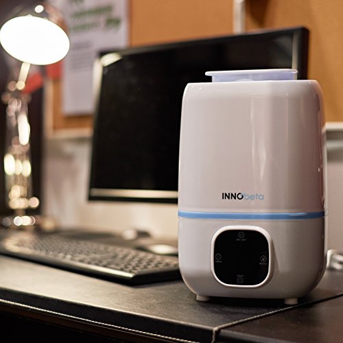 InnoBeta Fountain 3,0 Liter Ultraschall Kühler Nebel Luftbefeuchte, Leise, Automatische Abschaltung, Langanhaltend, mit LED Anzeige Touchpad und Fernbedienung (Blau) und Bonus Thermometer Hygrometer Uhr - 8