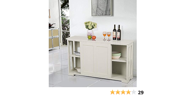 Yaheetech Kitchen Cabinet Kitchen Furniture Kitchen Cupboard Shelf White With 2 Sliding Doors Amazon De Kuche Haushalt