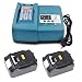 Produktbild 2 Pack x Akku 4,0Ah 18V + Ladegerät für Makita 196399-0, Lithium-Ionen-Akku BL1840 und Ersetzen Ladegerät DC18RC DC18RA für 14,4 Volt und 18 Volt Schiebeakkus