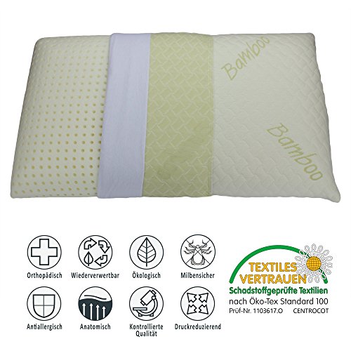 Salinasoft orthopädisches Kopfkissen.Temperatur- und Druckausgleichender Visco-Soft-Kern mit Klimabohrungen, Nackenstützkissen Größe 40x80cm Höhe 12 cm - 4