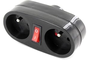 CHACON Biplite Domino 2x16A + Interrupteur - Anthracite - Dio