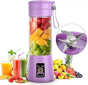 ROYAL STEP Portable Electric USB Juice Maker Juicer Bottle | Blender Grinder Mixer | Rechargeable Bottle with 4 Blades (Multicolor, 4 Blade ,1 Pc)