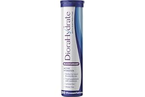 DIORALYTE DioraHydrate Hydration Tablets with Electrolytes & Carbohydrates | 20 Blackcurrant Flavour Tablets| Scientifically Formulated for Active Hydration | Food Supplement Compact Tube