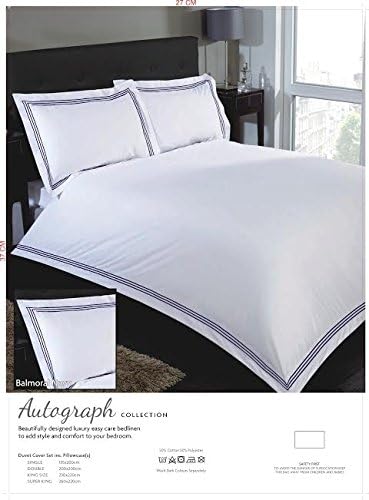 Luxurious Feel Emroided Stich Duvet Cover Set including Pillowcase/-s in 4 Stich Colours - Gold,Charcoal,Copper,Navy (Navy, Single)