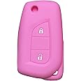 Thrida Key Fob Cover for Toyota Yaris: 2 Buttons Key Fob Case Fit for Toyota Aygo Yaris Cross 2011 2012 2013 2014 2015 2016 2017 2018 2019 2020 2021 2022 2023丨Remote Protector丨Fashion Silicone (Pink)