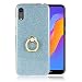 Produktbild Huawei Y6 Pro 2019/Honor 8A Hülle Glitzer Bumper Case Weiche TPU Abdeckung + Glitzer Papier 2 in 1 Hybrid Hülle 360°drehbar Kickstand Finger Griff Halter Silikon Schutzhülle Handy-Tasche , Blau