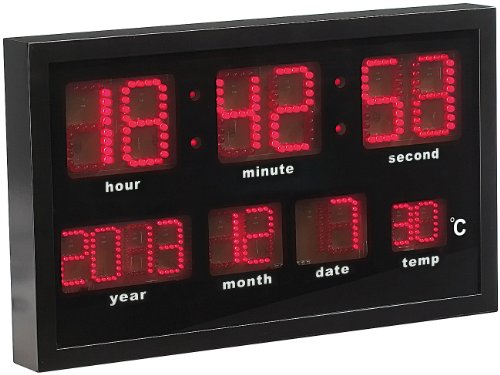 Lunartec Multi-LED-Funk-Uhr mit Datum und Temperatur, 412 rote LEDs
