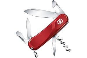 Victorinox Evolution 10 Swiss Army Pocket Knife, Medium, Multi Tool, 13 Functions, Blade, Bottle Opener, Red