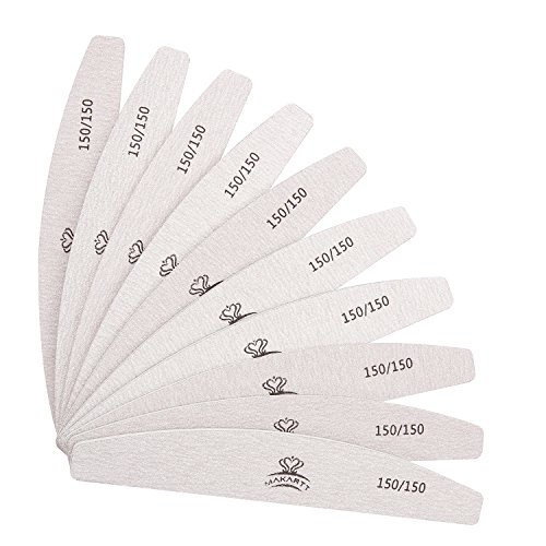 MAKARTT® 10pcs/ pack Professional Zebra Nail Files Washable Double Sided Emery Board 150/150 Grit Nail Buffering Files (150/150 Grit)