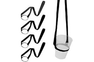 KIRZAX 4 PCS Portavasos de Cerveza y Refrescos,con Correas 4, Portavasos de Cerveza Reutilizables para Festivales, Conciertos y Eventos al Aire Libre, Negro