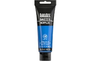 Liquitex 8870033 Basics - Pittura acrilica, Pigmenti per artisti monopigmentati, Resistente alla luce, durevole nel tempo, Finitura satinata, Tubo da 118 ml - Blu Ceruleo Imitazione