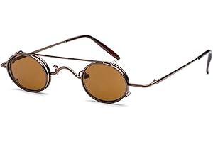 Juleya Retro Vintage Sonnenbrille Damen Herren Kleine Runde Steakpunk Abnehmbare Sonnenbrille
