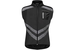 WOSAWE Veste Haute visibilité Hommes Coupe-Vent Ultraléger Respirant Gilet Réfléchissant avec Poches pour Course à Pied ou Vélo