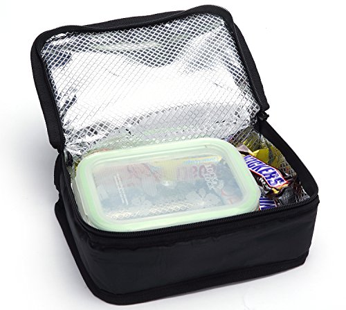 MIER Lunchbox Isoliertasche Kühltasche Provianttasche Reisekit ,(Schwarz 1 Stück) - 6
