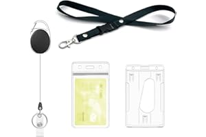 PAILEWEI Retractable Lanyard with Card Holder,1 Set - Lanyard, Reel Clip,Clear Badge Holders and Waterproof Card Holder,for id Credit Cards,Key Holder Keyring (1 Set)