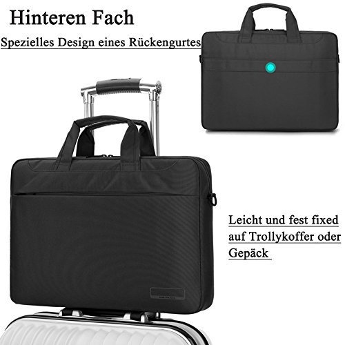 BRINCH 15,6 Zoll Oxford Gewebe Laptoptasche Messenger Bag Umhängetasche Schulterhülle Aktentasche Henkeltasche für 15 – 15,6 Zoll Laptop/ Notebook/ MacBook/ Chromebook Computer mit Schulterriemen und Griffe,Schwarz - 6