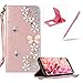 Price comparison product image Herzzer Diamond Leather Case for Samsung Galaxy S6,Rose Gold Strap Wallet Cover for Samsung Galaxy S6, Luxury 3D Butterfly Decor Design Stand Glitter Magnetic Smart Leather Case with Soft Inner