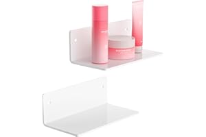 ‎SEZANRPT Sezanrpt 20cm weiße kleine Regale Acryl, Wandregale für Wohnzimmer Dekor, Schlafzimmer, Badezimmer, Küche, Esszimmer, Brand Store, 2-Pack