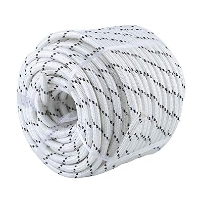 Funnyrunstore Corde de Protection Contre la Chute résistante à l'abrasion Corde en Polyester de sécurité Haute résistance Corde auxiliaire tressée en Rappel 12 mm x 50 m