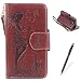 Produktbild Samsung Galaxy S5 Hülle [ 2 In 1 Berühren Sie Stift ] PU Leder Schutzhülle 9 Card Solt Wallet Schale Tasche Magnetverschluß Silikon Schutz Back Cover Etui Skin Shell Purse Handyhülle Standfunktion Kredit Kartenfächer Folio Elegantes reizendes Mädchen und Blumen prägeartiges Muster Bookstyle Mit Weich TPU Innere Stoßstange Für Samsung Galaxy S5 Handgelenkschlaufe Mit Purse Pocket Design - Braun