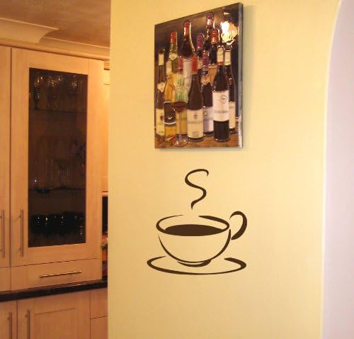 Kitchen Decal Coffee Tea Cup Wall Art Vinyl Sticker in Brown - By SCA ART