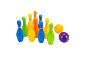 Coo11 Multicolour Skittles Bowling Set Kids Outdoor Indoor 10 pin Bowling Game with 2 Balls