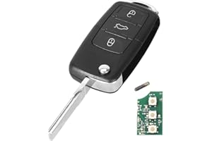 INION Zapasowa obudowa kluczyka składanego, 3 przyciski, surowe HAA/HU66 + płytka 433 MHz + transponder ID48 1J0959753AH kluczyk samochodowy kluczyk pilot zdalnego sterowania obudowa