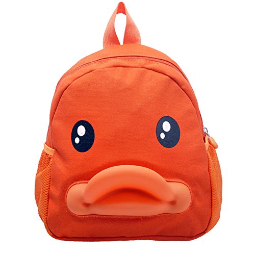 BuyHere Cute Duck Unisex Kids Backpack,Orange