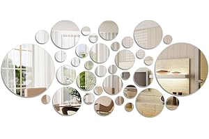 FOCCTS 36 arkuszy nowoczesne akrylowe lustro dekoracyjne, lustro, naklejki dekoracyjne, okrągłe, nowoczesne wzornictwo lustro ścienne do salonu i sypialni, dekoracja, 6 rozmiarów