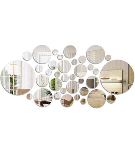 Adesivi Murali Specchio Rotondi 3D – 24 Pezzi Di 6 Misure, Acrilico Argento, Removibili Per Decorazione Casa