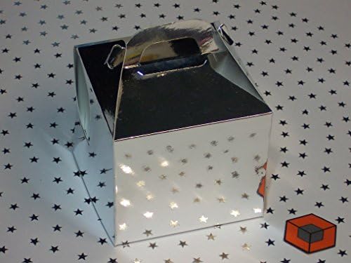 25 x Single MIRROR SILVER cupcake boxes cake boxes 80x80x80mm inc inserts/holder