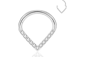 YEBOCIYO Piercing Ring Conch Piercing Ring Septum Piercing Nasenring Würfel Zirkon Daith Helix Tragus Knorpel Lippen Augenbrauen Bauch Piercing Schmuck Silber Gold Rosgold 316L Edelstahl 16G