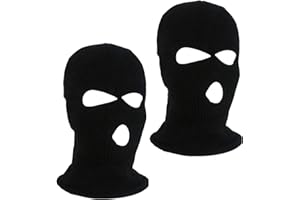 NITAIUN 2 Pezzi Passamontagna Balaclava con 3 Fori Sottile Tessuto Elastico Passamontagna Lavorato a Maglia con Copertura Integrale per Ciclismo ed attività all’Aria Aperta Taglia Unica, Nero