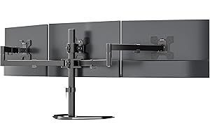 WALI Triple Monitor Stand for Screen Up to 27 Inch, Freestanding Articulating Triple Monitors Arm with Tilt Swivel Rotate, Adjustable 3 Monitor Arm Holds Up to 10 kg, VESA 75 & 100mm, Black (MF003)
