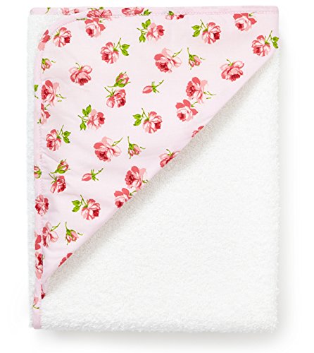 Large Hooded Towel White with Pink Roses, 100 x 100 cm