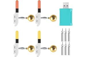 XPJBKC 4 Piezas Luz de Pesca Electrónica, Alarma de Picadura LED para Pesca, Pesca con Hebilla, Resistente al Agua, Alarma de Picadura para Pesca Nocturna con Cargador y Batería