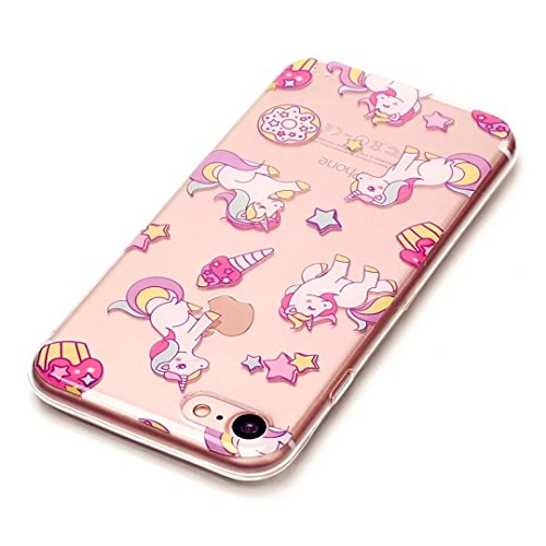iphone 7 (4.7 Zoll) Hülle,JIEJIEWYD TPU Transparent Case Crystal Clear Back Case Cover Bumper Slim Case Cute Cartoon Picture Series Soft Silicone Case Anti Shock für – Unicorn Rosa - 5